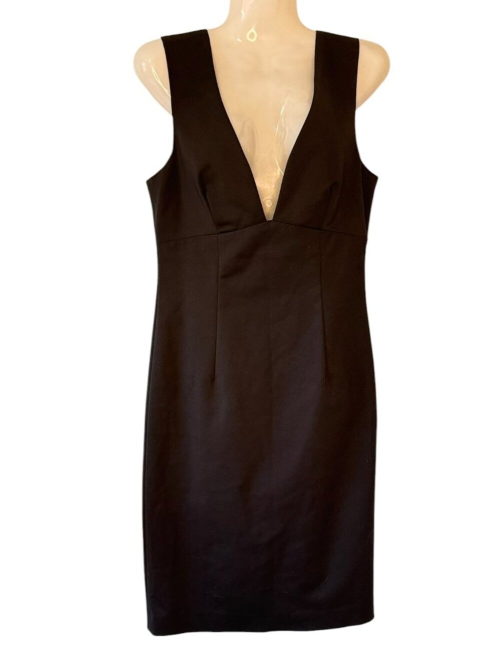 L'AGENCE Cocktail Dress Black Sheath Plunge V Neck Sleeveless Vampy Bodycon  4